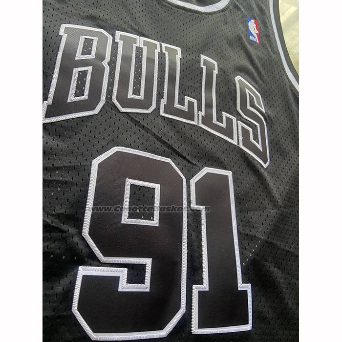 Maglia Chicago Bulls Dennis Rodman No 91 Mitchell & Ness 1996-97 Nero1